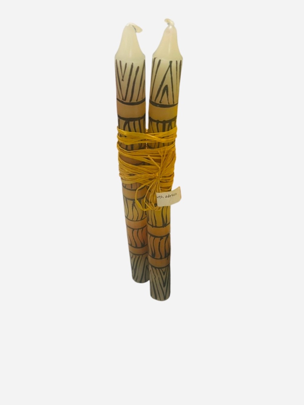 Hand Painted Black orange South Africa Candle sticks 10”